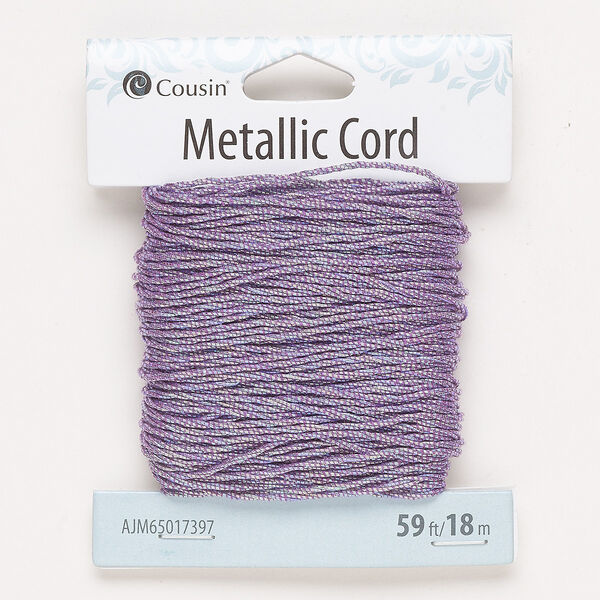 Cord, nylon, iridescent purple, 1mm round. Sold per 59-foot pkg. image number 0