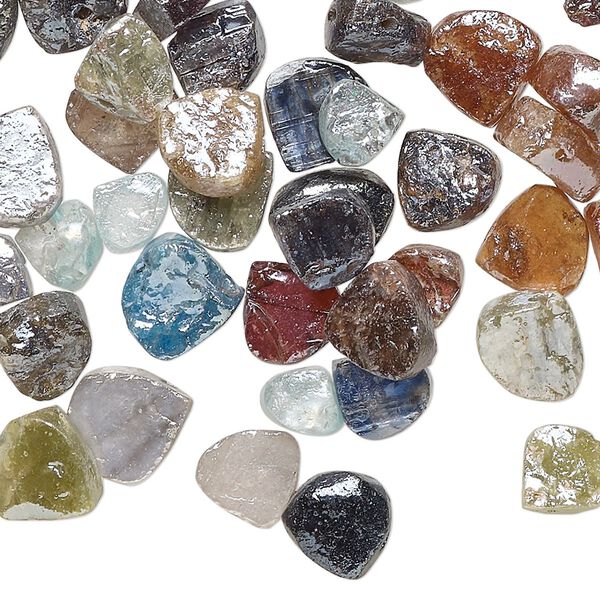 Multi-gemstone 1pkg1, hand-cut top-drilled puffed teardrop bead 1 oz mix 5-9mm image number 0