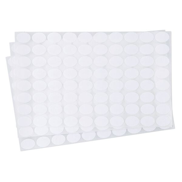 Adhesive label, paper, white, 1/2 x 3/8 inch oval. Sold per pkg of 1,040. image number 0