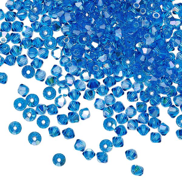 Bead 144pk Capri blue AB, Preciosa Czech crystal 3mm bicone image number 0