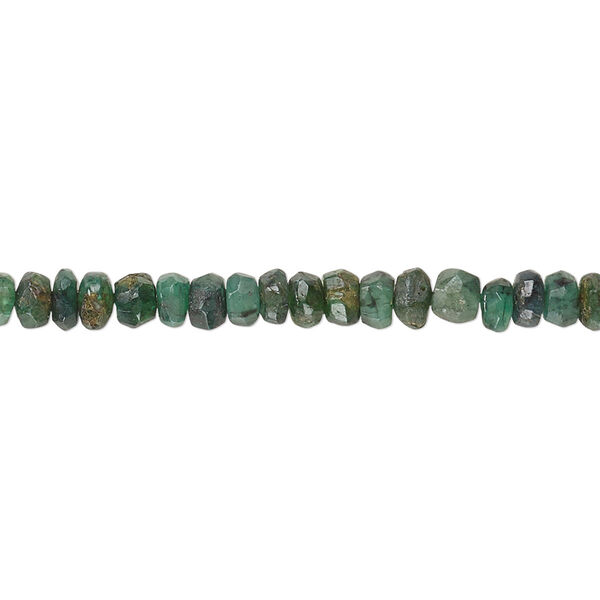 Emerald 1pkg1, hand-cut faceted rondelle bead 12 inch 4x2mm-5x3mm image number 0
