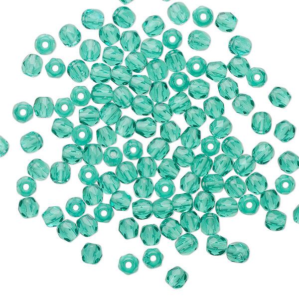 Bead 1pkg1 Czech fire-polished glass, 3mm faceted round, 1 mass transparent teal image number 0