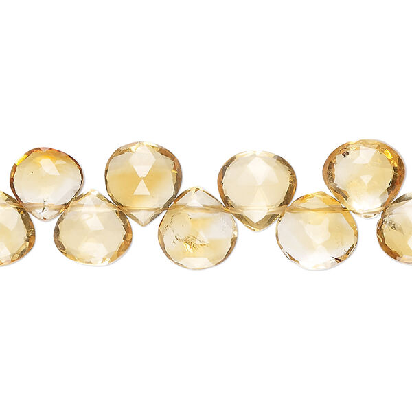 Citrine 1pkg1, hand-cut top-drilled faceted puffed teardrop bead 8 inch 8x7mm-9x9mm image number 0