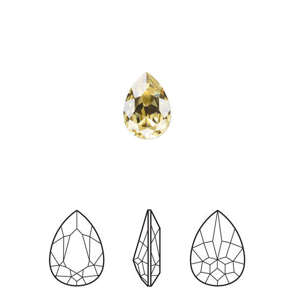 Fancy stone 1pkg144 dark jonquil foil back, Swarovski® ReCreated™ 10x7mm pear 4320 image number 0