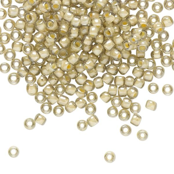 Seed bead, TOHO BEADS®, glass, pkg/7.5g, #8 round, opaque orange crème-lined black diamond (TR-08-369). image number 0