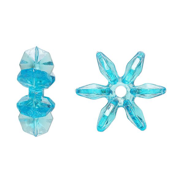 Bead, acrylic, transparent teal, 18x7mm paddle wheel. Sold per pkg of 250. image number 0