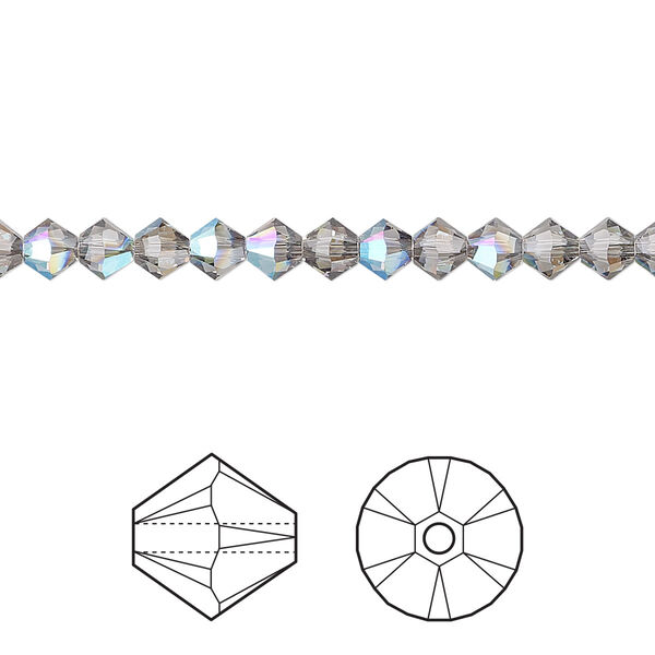 Bead 144pk black diamond shimmer, Crystal Passions® 4mm bicone 5328 image number 0