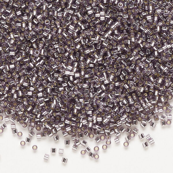 Seed bead, Delica®, glass, pkg/50g, #15 round, transparent silver-lined amethyst purple (DBS-1205). image number 0
