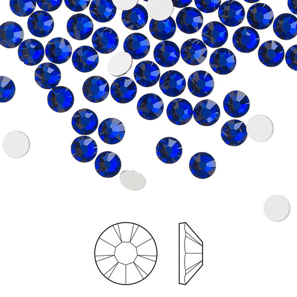 Flat back 1440pk cobalt blue foil back, Preciosa MAXIMA Czech crystal rhinestone 3.8-4mm chaton rose round SS16 image number 0