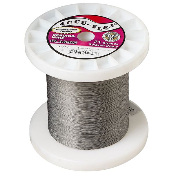 Beading wire, Accu-Flex®, nylon and stainless steel, clear, 21 strand, 0.012-inch diameter. Sold per 1,000-foot spool. image number 0