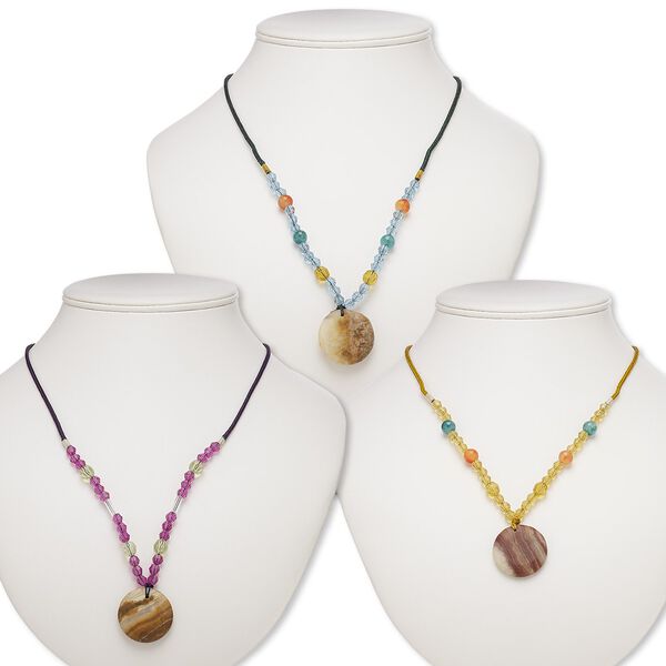 Italian "onyx" / multi-gemstone / acrylic 1pkg3, round necklace continuous 20-24 inch mix 29-30mm image number 0