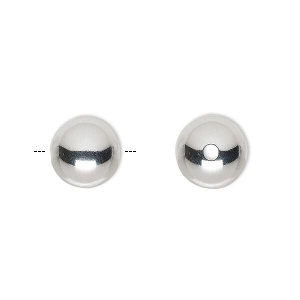 Bead, sterling silver, 12mm seamless round. Sold per pkg of 6. image number 0