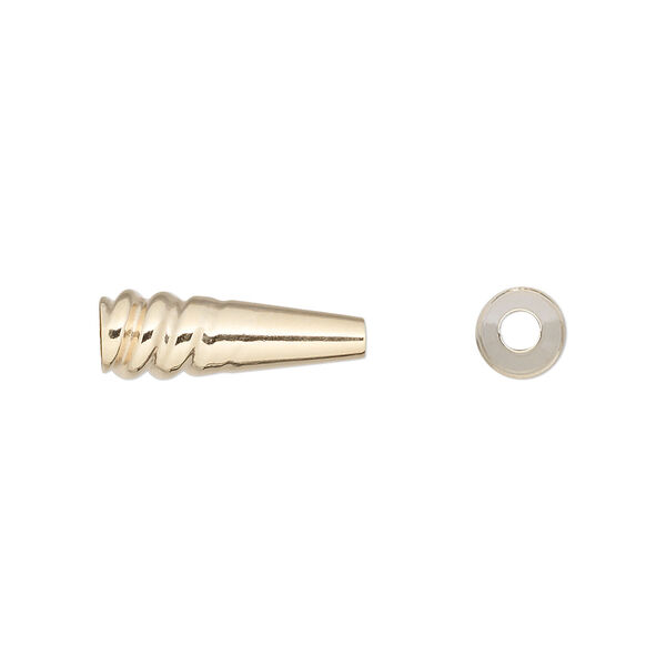 Cone, 14Kt gold, 17x6mm swirled, 5mm inside diameter. Sold per pkg of 2. image number 0