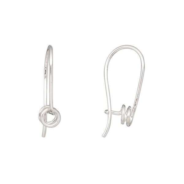 Ear wire kidney 1pkg2 sterling silver, 19mm / double spiral, 19 gauge 1 pair image number 0