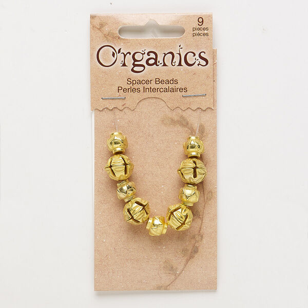 Bead, gold-finished "pewter" (zinc-based alloy), 8x8mm matte lantern and 12x10mm matte saucer with lotus design. Sold per pkg of 9. image number 0