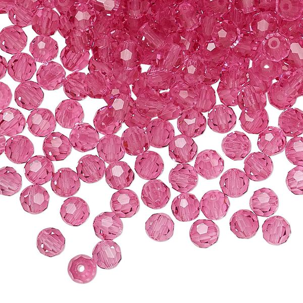 Bead 144pk rose, Preciosa Czech crystal 4mm round image number 0