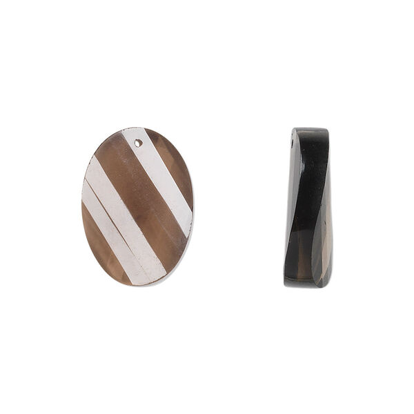 Smoky quartz 1pkg2, hand-cut top-drilled faceted twisted oval bead 16x12mm image number 0