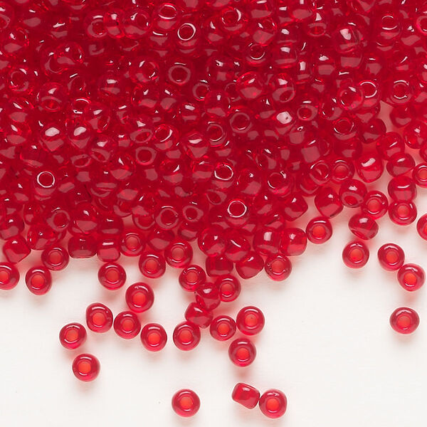 Seed bead, Dyna-Mites™, glass, transparent red, #8 round. Sold per 1/2 kilogram pkg. image number 0