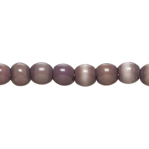 Bead, cat's eye glass (fiber optic glass), purple, small pebble. Sold per 14-inch strand, approximately 62 beads. image number 0
