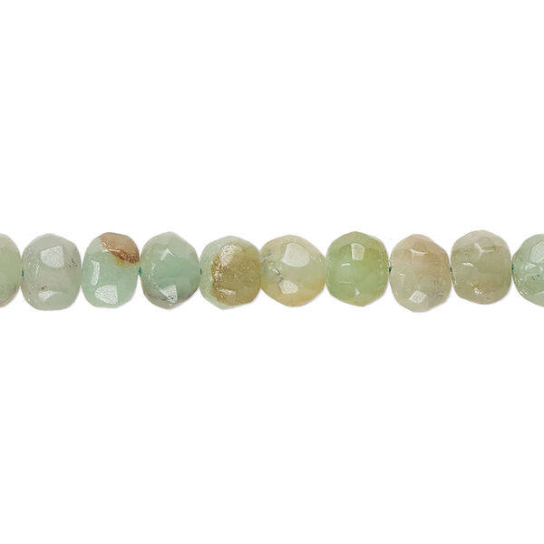 Green chalcedony 1pkg1, hand-cut faceted pebble bead 14 inch small image number 0