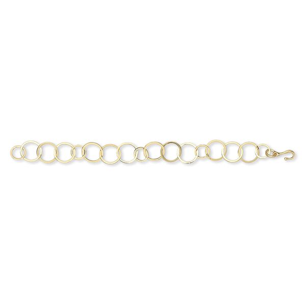 Chain, gold-plated brass, 10mm and 14mm round, 7 inches with hook-and-eye clasp. Sold individually. image number 0