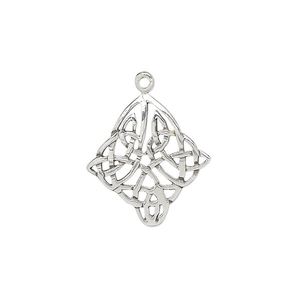 Drop, sterling silver, 20x18mm Celtic diamond. Sold individually. image number 0