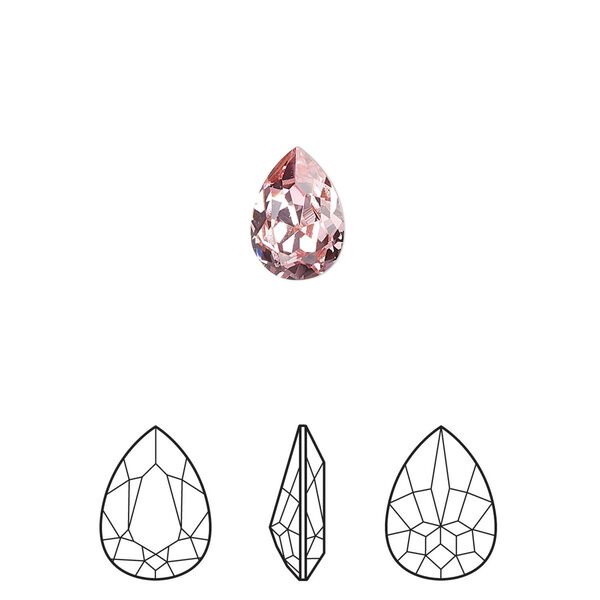 Fancy stone 4pk light rose foil back, Crystal Passions® 10x7mm pear 4320 image number 0