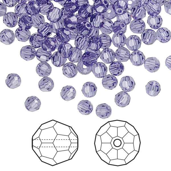 Bead 720pk tanzanite, Swarovski® 4mm round 5000 image number 0