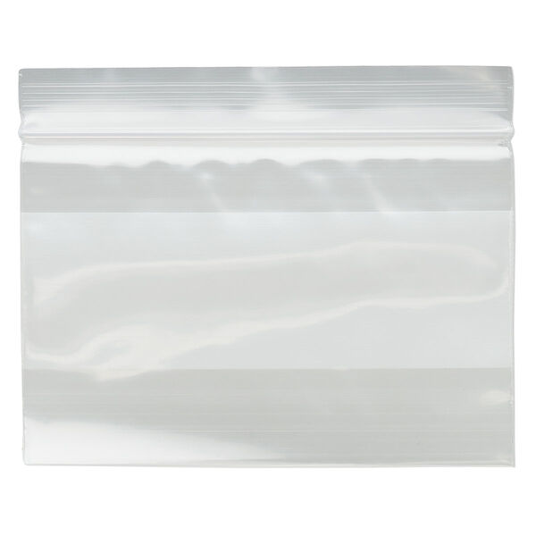 Bag, Tite-Lip™, plastic, clear and white, 3x2-inch side zip with block. Sold per pkg of 1,000. image number 1