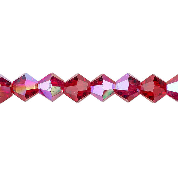 Bead 1pk transparent red AB, Celestial Crystal® 8mm bicone 15.5-16 inch image number 0