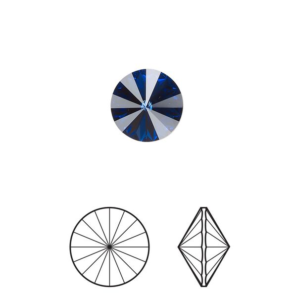 Chaton 4pk dark sapphire foil back, Crystal Passions® Regenerated 10.54-10.91mm rivoli SS47 1122 image number 0