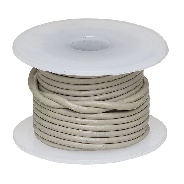 Cord, leather (dyed), grey, 1.4-1.6mm round. Sold per 5-yard spool. image number 0