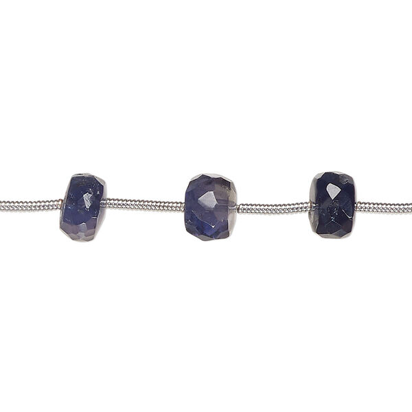 Iolite 1pkg15, hand-cut faceted rondelle bead natural 6x3mm-10x4mm image number 0