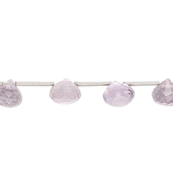 Lavender amethyst 1pkg16, hand-cut top-drilled faceted teardrop bead natural 8x6mm-9x7mm image number 0