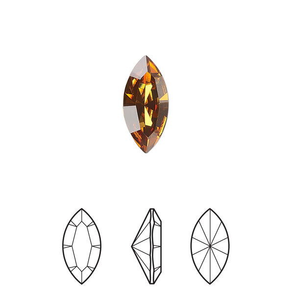 Fancy stone 12pk light amber foil back, Crystal Passions® 15x7mm navette 4228 image number 0