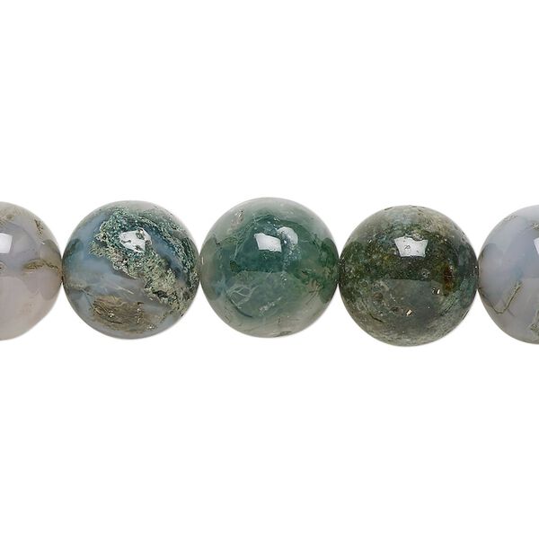 Moss agate 1pkg1, round bead natural 15.5-16 inch 12mm image number 0