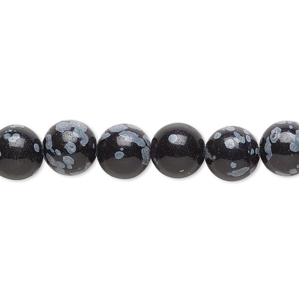 Snowflake obsidian 1pkg1, round bead natural 15.5-16 inch 8mm image number 0