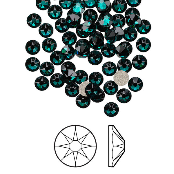Flat back 1440pk emerald foil back, Swarovski® 3.8-4mm rose round SS16 2088 image number 0