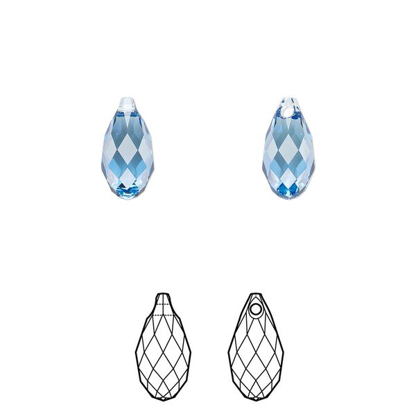 Briolette 2pk cool blue, Crystal Passions® Regenerated 11x5.5mm pendant drop 6010 image number 0
