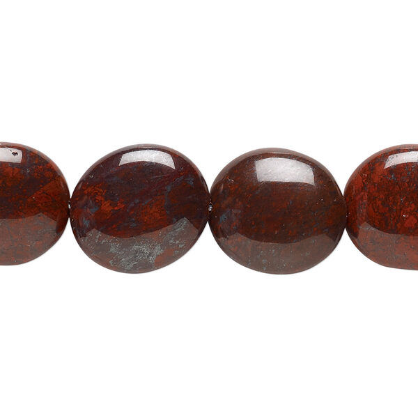 Brecciated jasper 1pkg1, flat oval bead natural 15.5-16 inch 16x14mm image number 0
