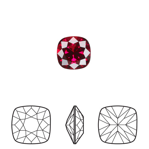 Fancy stone 6pk scarlet foil back, Crystal Passions® 10mm cushion 4470 image number 0