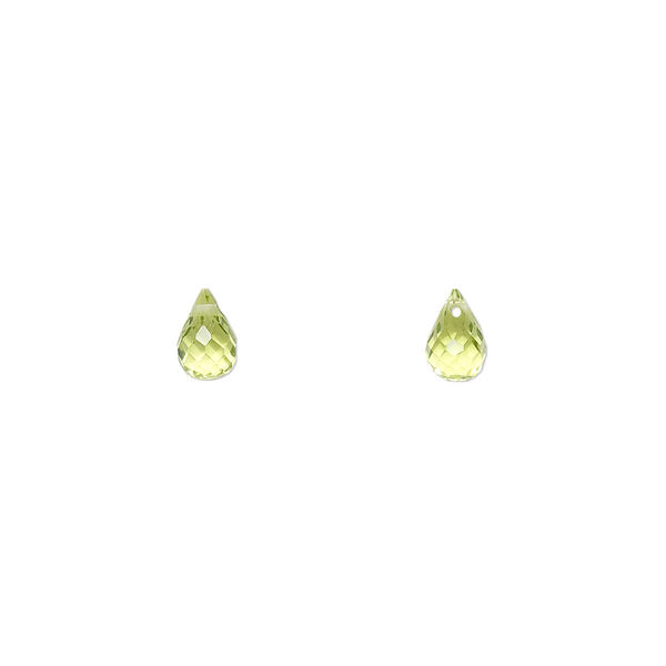 Peridot 1pkg2, hand-cut top-drilled faceted briolette bead natural B grade, 6x4mm image number 0