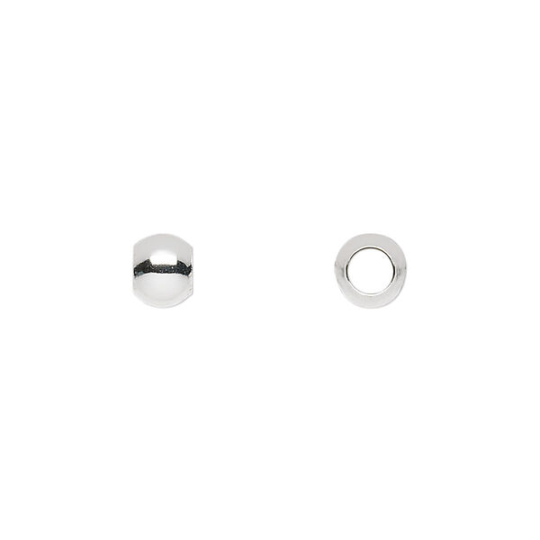Bead, sterling silver, 6mm round with 3.5mm hole. Sold per pkg of 10. image number 0