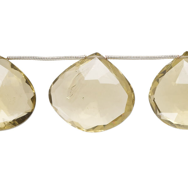 Golden quartz 1pkg7, hand-cut top-drilled faceted puffed teardrop bead 22x21mm-26x23mm image number 0
