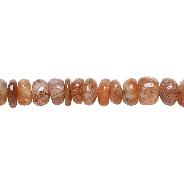 Sunstone 1pkg1, hand-cut rondelle bead natural 13 inch 6x3mm-7x5mm image number 0