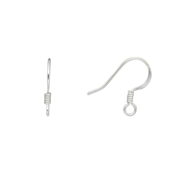 Ear wire fishhook 1pkg1000, 15mm / 3mm coil / open loop, 21 gauge silver-finished stainless steel / brass 500 pair image number 0