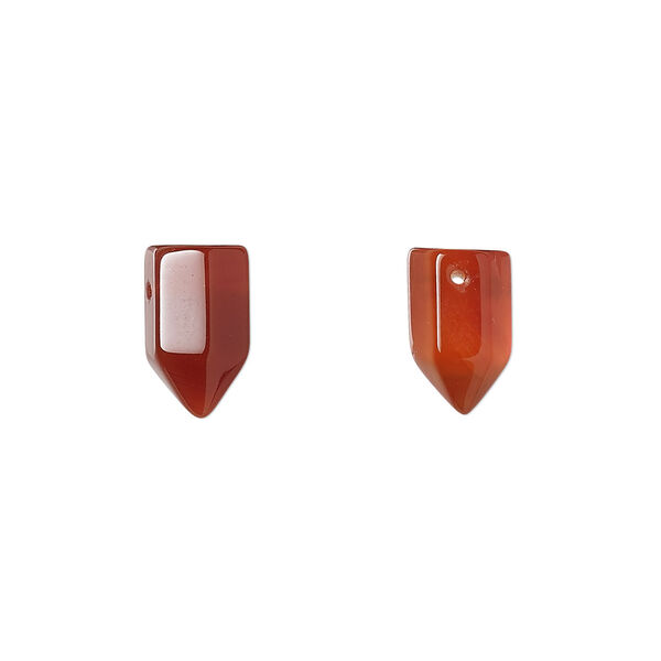 Red agate 1pkg2, hand-cut top-drilled point bead 11x5mm-13x6mm image number 0