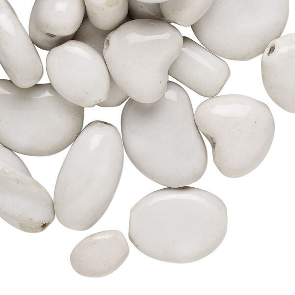 Bead mix, porcelain, white, 14x8mm-22mm mixed shapes with 1.5-2.5mm hole. Sold per pkg of 48. image number 0