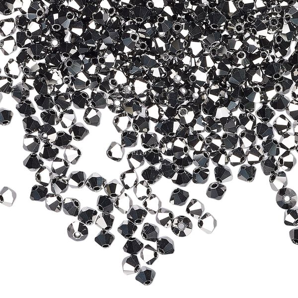 Bead 1440pk jet light hematite 2X, Preciosa Czech crystal 3mm bicone image number 0