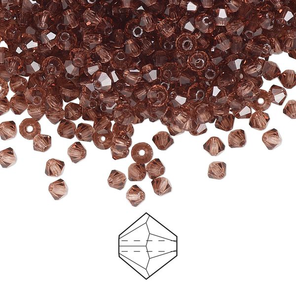 Bead 1440pk light burgundy, Preciosa Czech crystal 3mm bicone image number 0